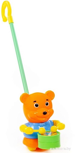 Развивающая игрушка Полесье Каталка Медвежонок с ручкой 96654