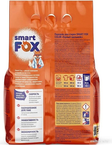 Стиральный порошок Smart FOX Color Горный эдельвейс 190002 (3 кг)