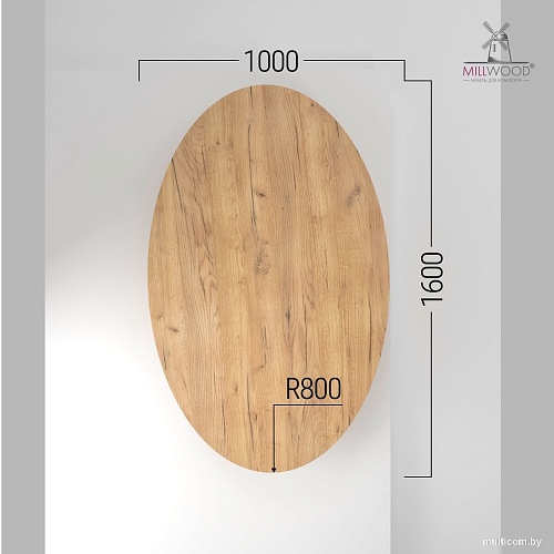 Столешница Millwood овальная 1600х1000х36 51783_z_4 (дуб золотой Craft)