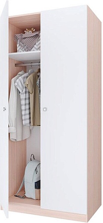 Шкаф распашной Polini Kids Двухсекционный 0001230.161 (дуб пастельный/белый)