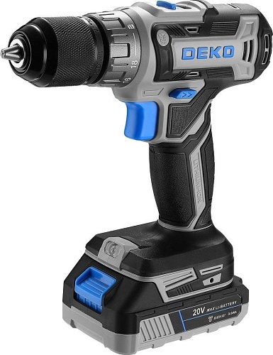 Дрель-шуруповерт Deko DKCD20-Li Set1 083-1117 (с 2-мя АКБ, кейс)