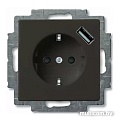Розетка ABB Basic 55 2011-0-6195 (шато-черный)
