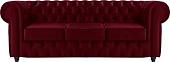 Диван Brioli Честерфилд трехместный (микровелюр, В48 вишневый)