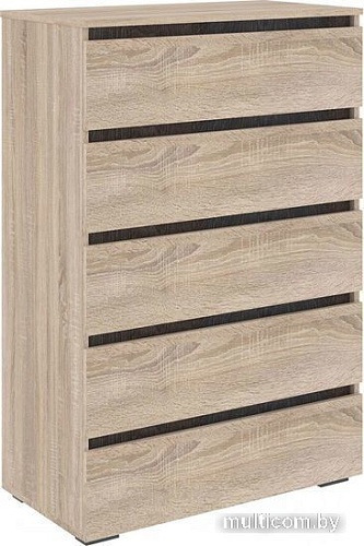 Комод Кортекс-мебель Бари 80 5ш (дуб сонома/дуб сонома/береза)