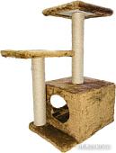 Домик ZooExpress Куб 2 полки 2 входа 81163 (мех/джут)