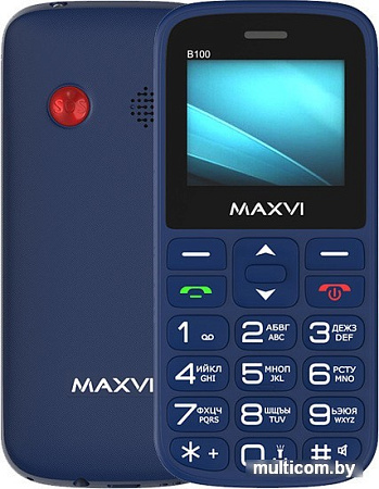 Кнопочный телефон Maxvi B100 (синий)