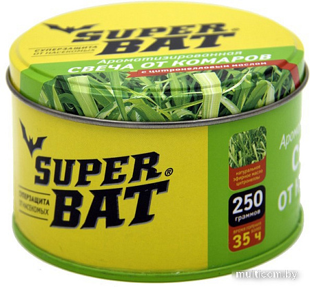 Свеча от насекомых Super Bat На масле цитронеллы в банке SBAT01016 (250 г)