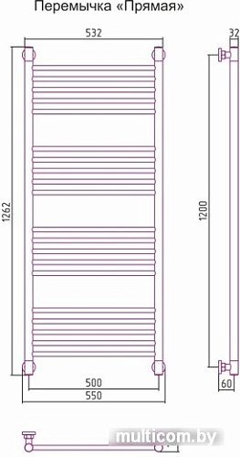 Полотенцесушитель Сунержа Богема+ 1200x500 00-0220-1250