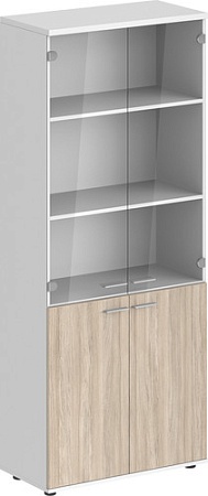 Шкаф-витрина Norden Высокий SG.801.WH.OL.GL (белый/дуб светлый)