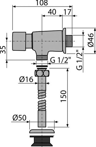 Запорная арматура Alcaplast Кнопочный сливной вентиль 1/2" ATS001