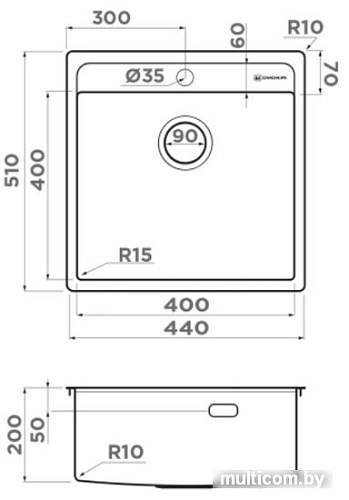 Кухонная мойка Omoikiri Daisen 44-IN (нержавеющая сталь)