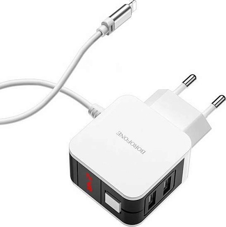 Сетевое зарядное Borofone BA41A Lightning (белый)