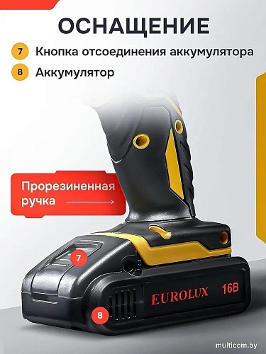 Дрель-шуруповерт Eurolux ДА-16DU-2 900/72/14/64 (с 2-мя АКБ, кейс)