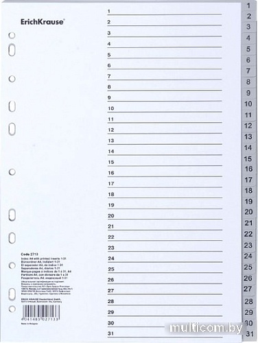 Разделитель документов Erich Krause Цифровой 55901 (1-31)