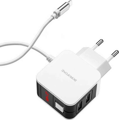 Сетевое зарядное Borofone BA41A Lightning (белый)