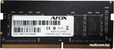 Оперативная память AFOX 8GB DDR4 SODIMM PC4-21300 AFSD48FH1P
