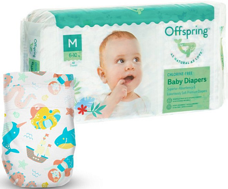 Подгузники Offspring M 6-10 кг Карибы (42 шт)