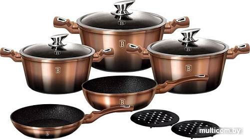 Набор кастрюль Berlinger Haus Rosegold Noir Metallic Line BH-1899