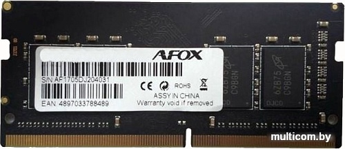 Оперативная память AFOX 8GB DDR4 SODIMM PC4-21300 AFSD48FH1P