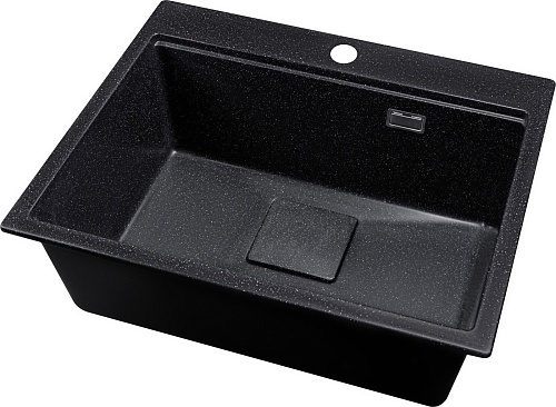 Кухонная мойка Marblan Comfort 60 (черный, с сифоном и колландером)