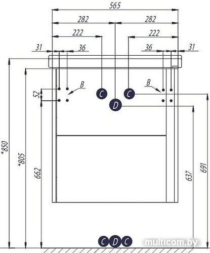 Акватон Тумба под умывальник Стоун 60 1A231401SXC80 (грецкий орех)
