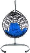 Подвесное кресло M-Group Капля Люкс 11030310 (серый ротанг/синяя подушка)