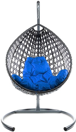 Подвесное кресло M-Group Капля Люкс 11030310 (серый ротанг/синяя подушка)