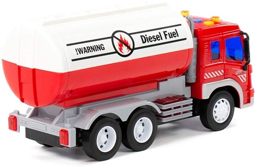 Игрушечный транспорт Полесье Сити автомобиль с цистерной инерционный 86372 (красный/белый)