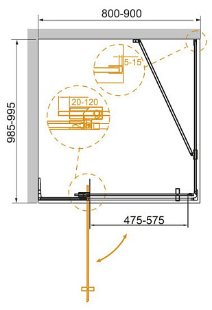 Душевой уголок Cezares SLIDER-AH-1-100-80/90-C-CR