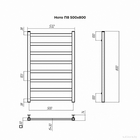 Полотенцесушитель TERMINUS Ното П8 500x800 (золото матовое)