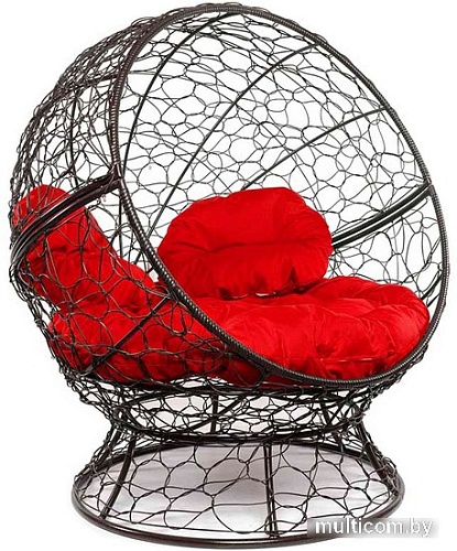 Кресло M-Group Апельсин 11520206 (коричневый ротанг/красная подушка)