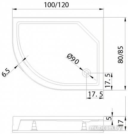 Душевой поддон NEW TRENDY New Maxima 100x80 B-0283/P