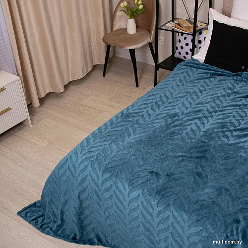 Плед Casa Conforte Fiona 200x220 6155174 (бирюзовый)