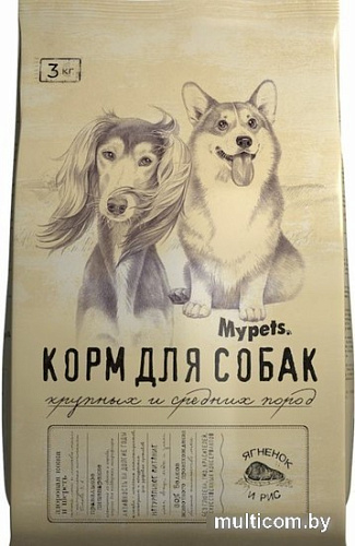 Сухой корм для собак Mypets Для крупных и средних пород с ягненком и рисом 470193 (3 кг)