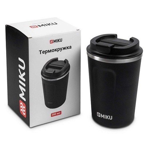 Термокружка Miku 380мл (черный)