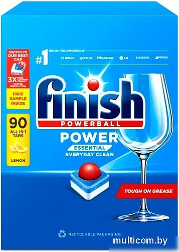 Таблетки для посудомоечной машины Finish All in 1 Powerball Power Essential лимон (90 шт)