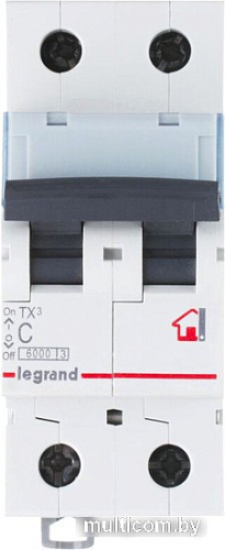 Выключатель автоматический Legrand TX3 2P C 20A 6кА 2M 404043