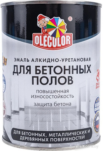 Olecolor Для бетонных полов алкидно-уретановая 0.8 кг (серый)