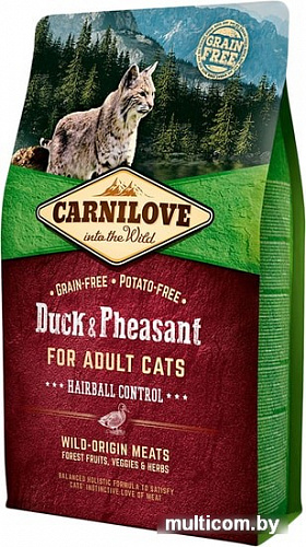 Корм для кошек Carnilove Adult Hairball Control Duck & Pheasant 2 кг