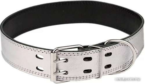 Ошейник Дарэленд простроченный 2х-слойный 45 мм 53-63 см (серебристый)