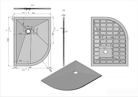 Душевой поддон Vincea VST-4SQ9012W-R 120x90