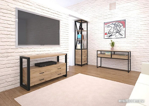 Консольный стол Millwood Пекин 2 180x40 (дуб золотой craft/черный)