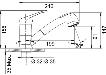 Смеситель Franke Senga (оникс) [115.0275.358]