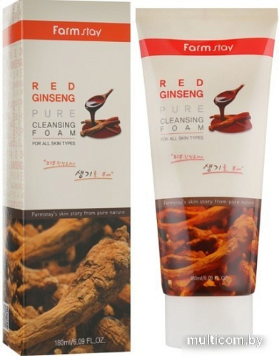 FarmStay Пенка для умывания Red Ginseng Pure Cleansing Foam (180 мл)