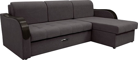 Диван Сириус Лидер-1 c оттоманкой НПБ 260x165 (Eva 24 велюр темно-серый)