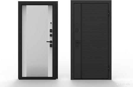 Металлическая дверь Guard Line зеркало 86x205 правая (графит/шагрень белая)