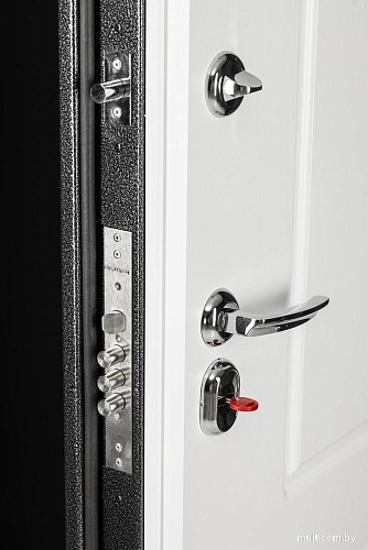 Металлическая дверь Guard Термо MG109 96x205 левая (черное серебро/белый ясень)