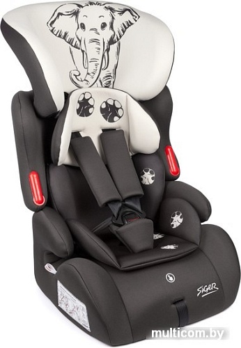 Детское автокресло Siger Космо Lux Animals Слон (серый/бежевый)