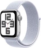 Умные часы Apple Watch SE 2 40 мм (алюминиевый корпус, серебристый/голубой, нейлоновый ремешок)