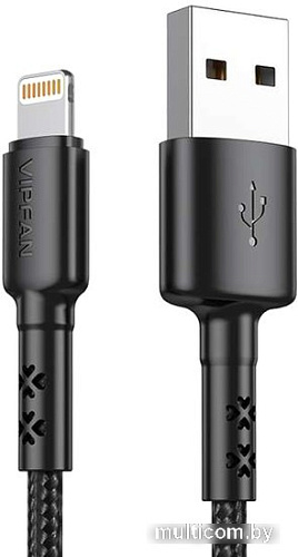Кабель Vipfan X02 USB Type-A - Lightning (1.8 м, черный)